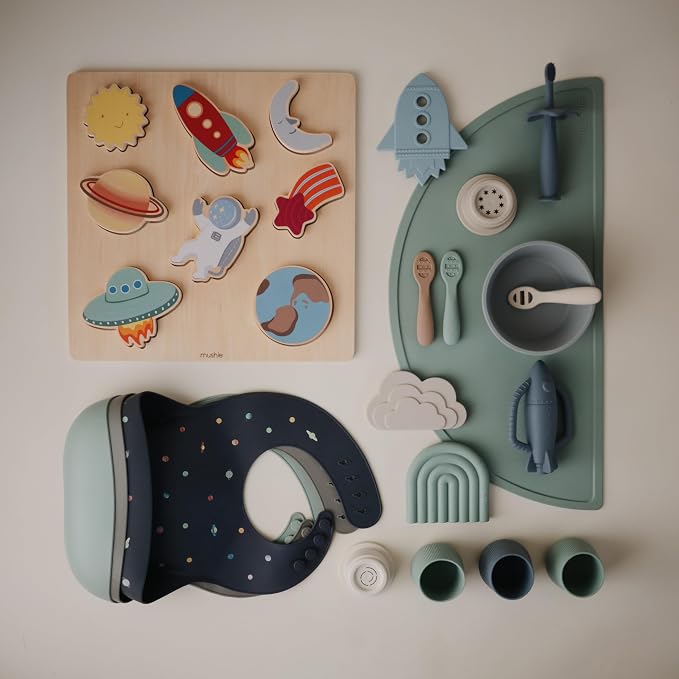 mushie Silicone Baby Bib | Adjustable Fit Waterproof Bibs - Image 7