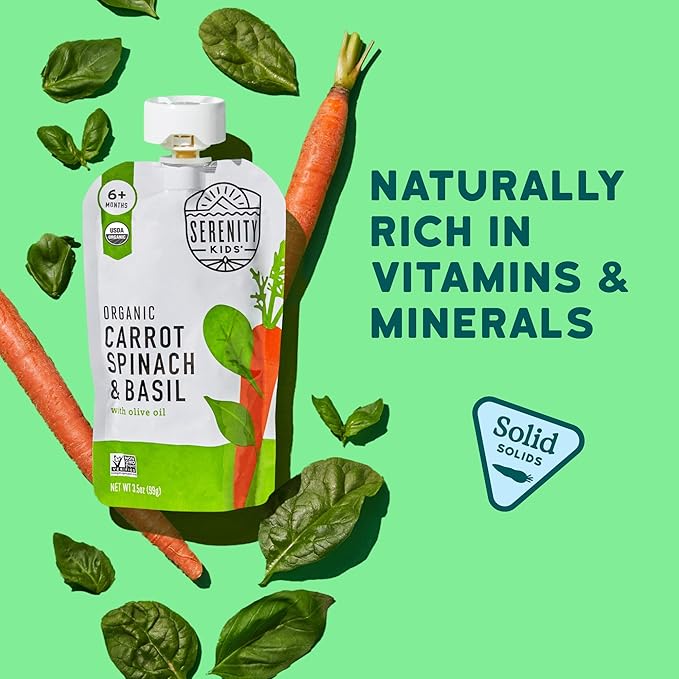 Serenity Kids 6+ Month Organic Veggie Puree Baby Snacks Pouches - Image 5