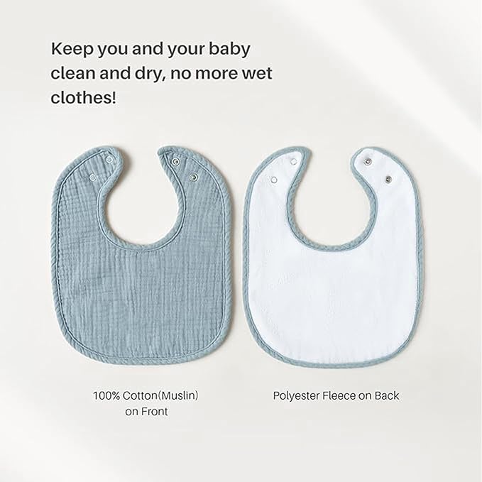 Konssy 6-Pack Muslin Baby Bibs for Boys & Girls, Soft Cotton Absorbent Bandana - Image 3