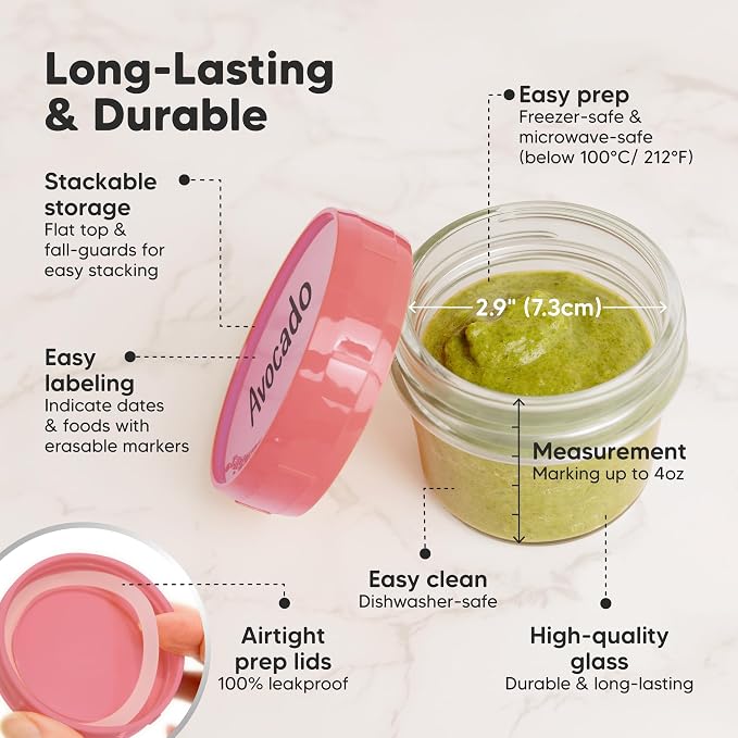 KeaBabies 12pk 4oz Glass Baby Food Containers - Image 7