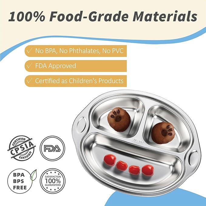 MR. CHOU Stainless Steel Baby Suction Plate, Divided Plates - Image 4