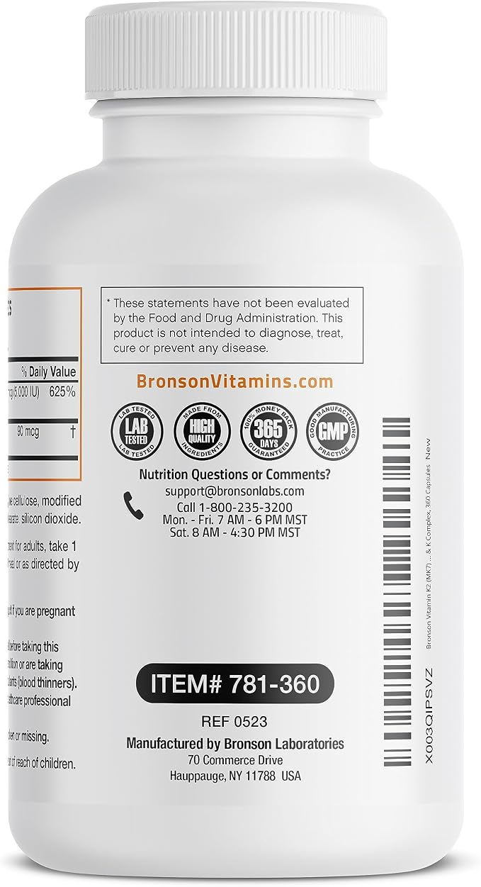 Bronson Vitamin K2 with D3 Supplement Non-GMO Formula 5000 IU Vitamin D3 & 90 - Image 7