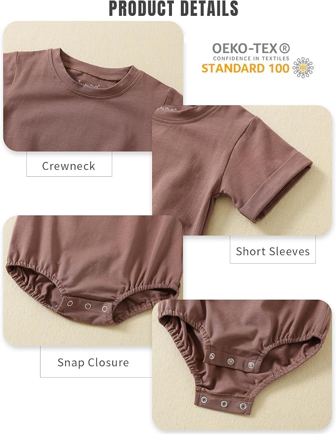 Jimonda Baby Bubble Romper Boy Girl Solid Color T-Shirt Outfits Short Sleeve - Image 2
