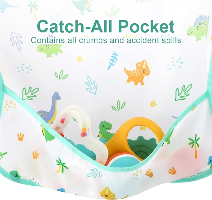 Accmor 5 Pack Long Sleeve Bibs, Baby Smock Waterproof Sleeved Bib Smock - Image 4
