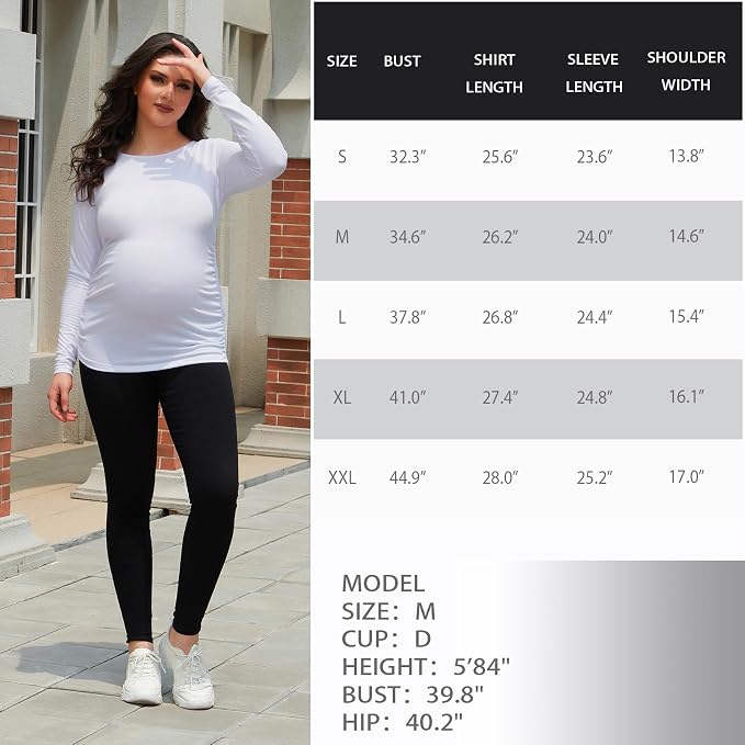 Bhome Women's Maternity Shirts 3 Packs Long Sleeve Pregnancy Tops Basic Side - Image 6