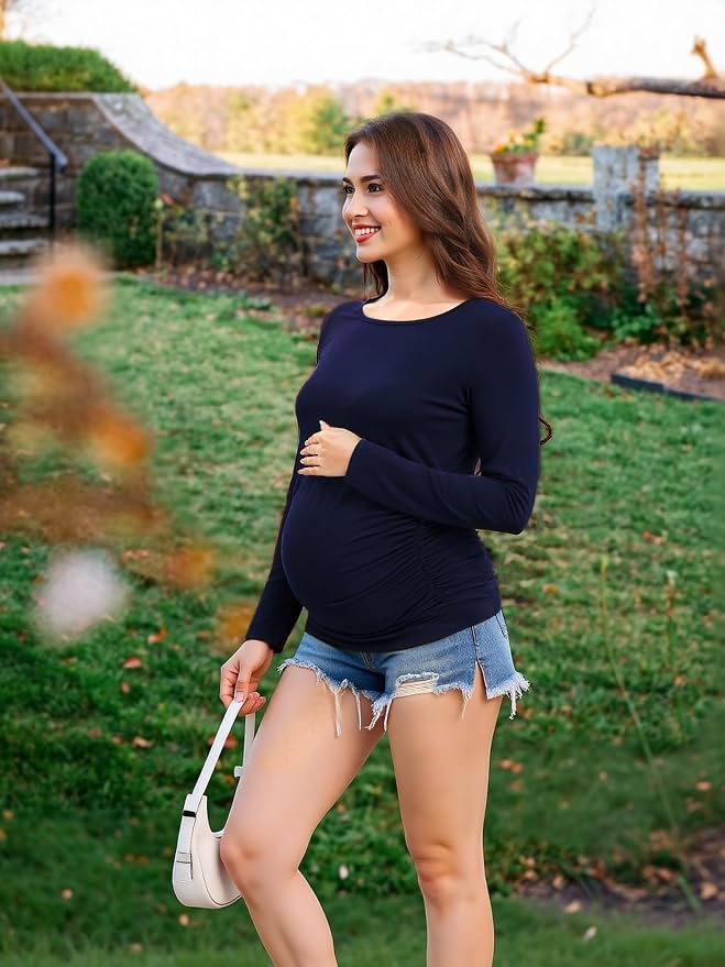 Maternity Shirts Long Sleeve Pregnancy Top - Image 4