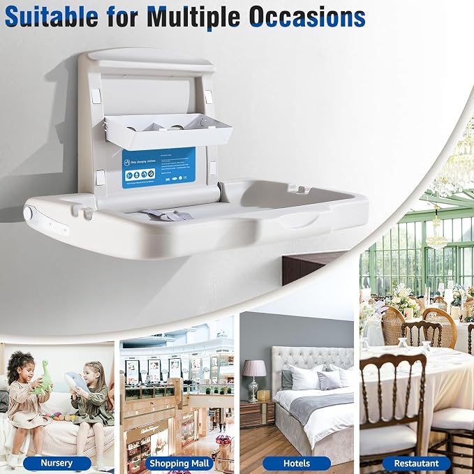 Baby Changing Station Wall Mounted, Fold Down Baby Changing Table, Commercial - Image 8