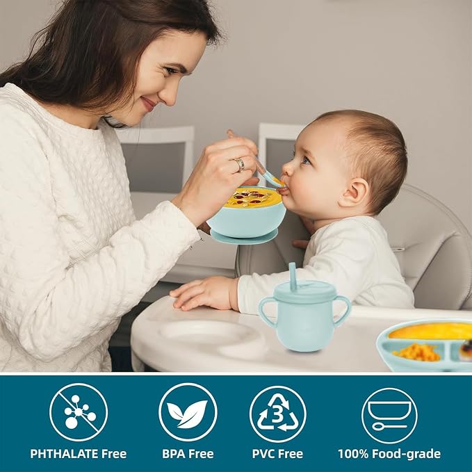 100% Silicone Baby Feeding Set, BPA Free Baby Dishes Set - Image 4