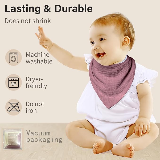 Muslin Baby Bibs, Soft Triangular Baby Bandana Drool Bibs - Image 4