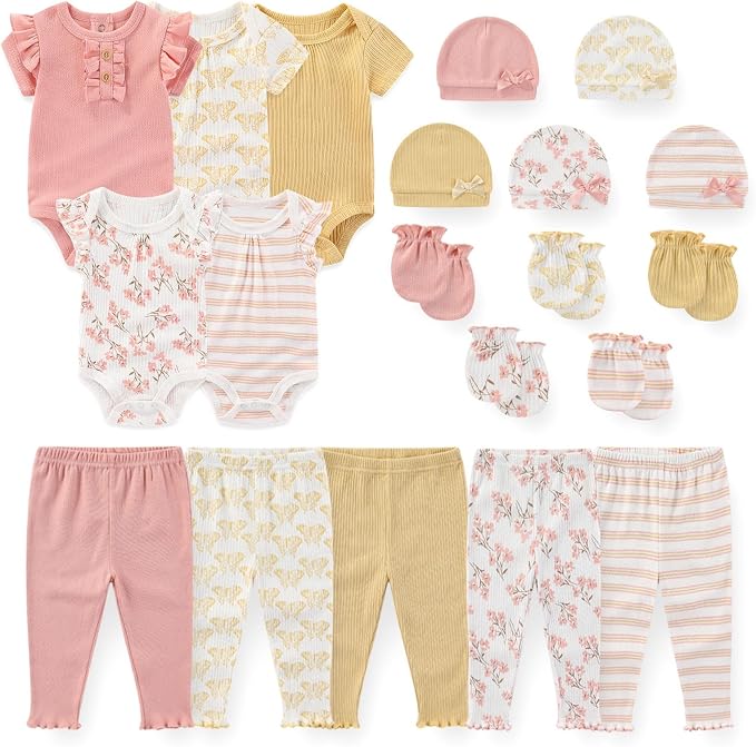 Unisex Baby Boy Girl Bodysuits Sets 20 Pack Cotton Casual New Born Clothes by JELYLOVE