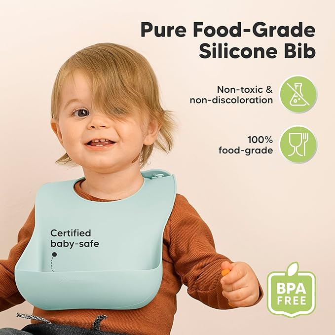 KeaBabies 2-Pack Silicone Baby Bibs - Image 2