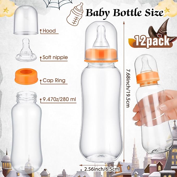 TrelaCo Halloween Cool Baby Shower Games Bottle Chug Sign Wooden Halloween Boo - Image 4