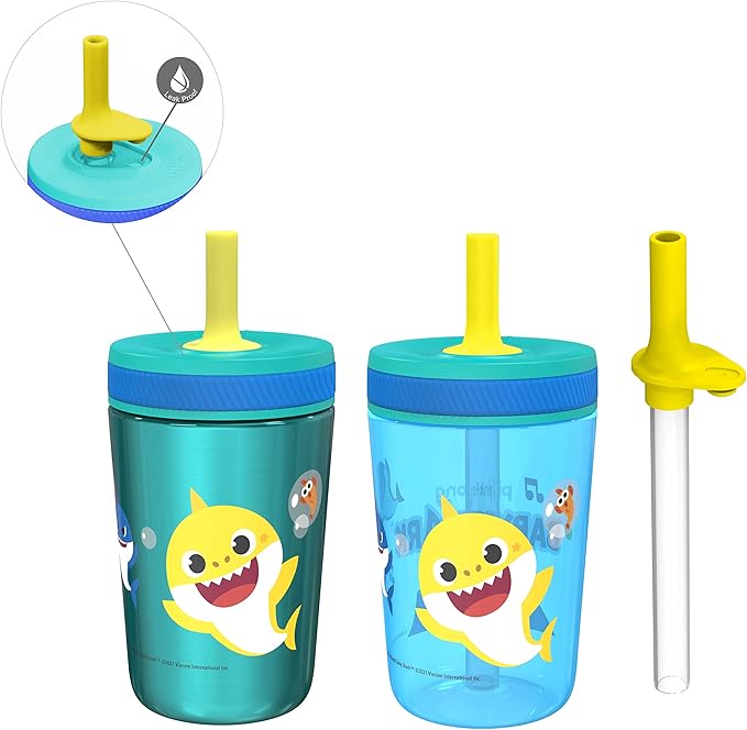 Zak Designs Baby Shark Kelso Tumbler Set, Leak-Proof Screw-On Lid by ZakDesigns