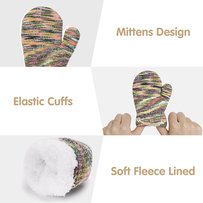 Kids Toddlers Winter Beanie Hats Gloves Neck Scarf Set Mittens Gifts - Image 4