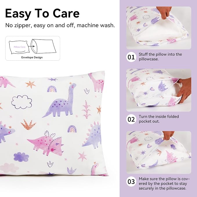 TILLYOU Toddler Pillowcases 13 x 18 Travel Pillow Case 2 Pack, Kids Pillowcases - Image 4