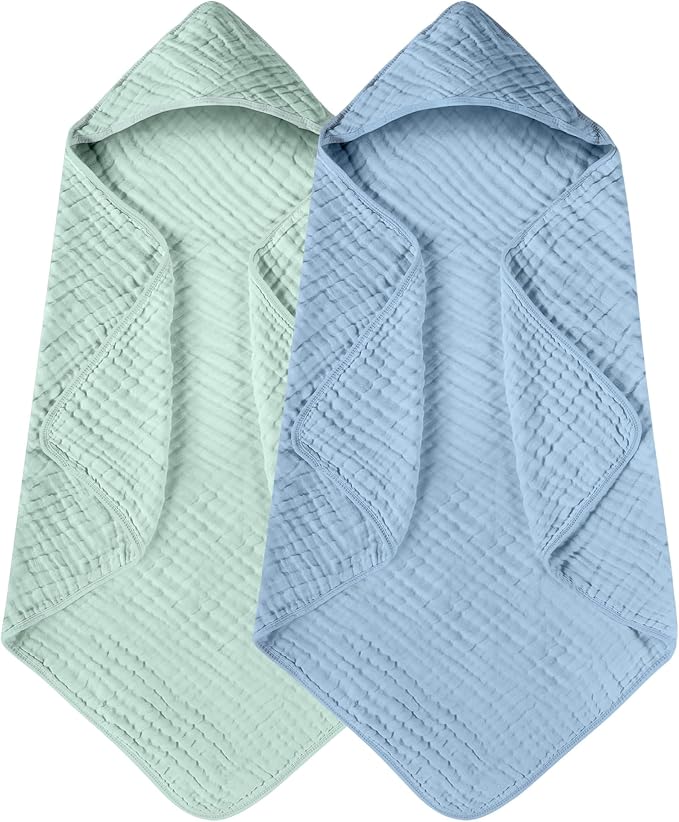 Yoofoss Hooded Baby Towels for Newborn 2 Pack 100% Muslin Organic Cotton Baby by YOOFOSS