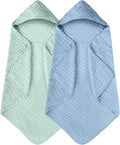 Yoofoss Hooded Baby Towels for Newborn 2 Pack 100% Muslin Organic Cotton Baby by YOOFOSS