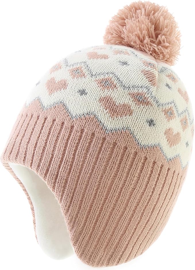 Moon Kitty Baby Girls Earflaps Knit Hats Infant Baby Beanies6-12Months by Moon+Kitty