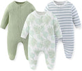 Unisex Baby Boy Girl Footies Rompers Cotton Long Sleeve 3 Pack Infant Jumpsuits by JELYLOVE