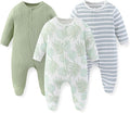 Unisex Baby Boy Girl Footies Rompers Cotton Long Sleeve 3 Pack Infant Jumpsuits by JELYLOVE