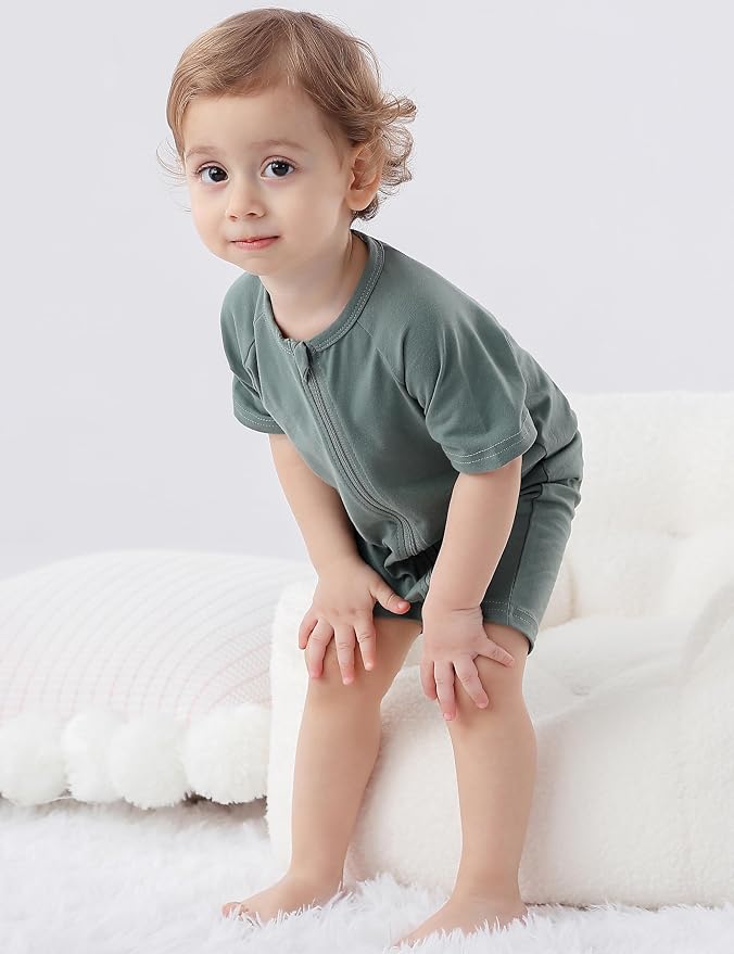 JunNeng 2 Pack Footless Long/Short Sleeve Baby Romper - Image 3