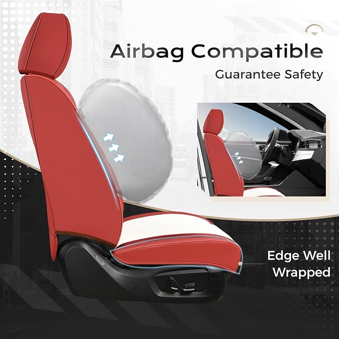 Coverado Car Seat Covers Full Set, Car Seat Protector Waterproof, Nappa Leather - Image 4