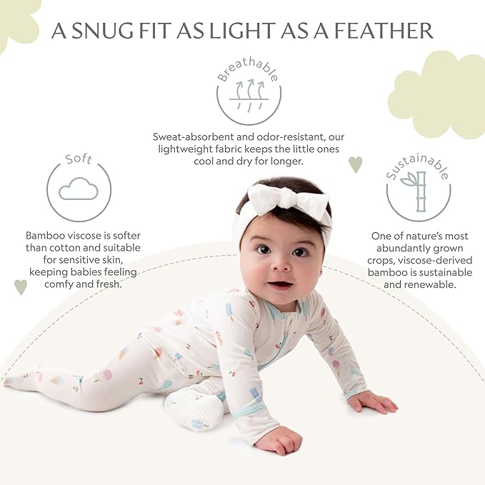 Bamboo Little Soft Baby Footie Pajamas, Baby Clothes, Newborn Sleepers - Image 3