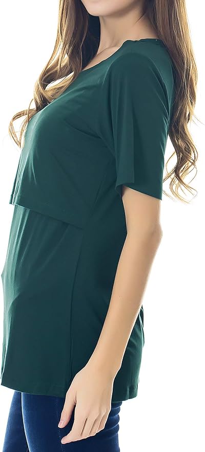 Smallshow Women's Maternity Nursing Tops Short Sleeve Breastfeeding Clothes - Image 4