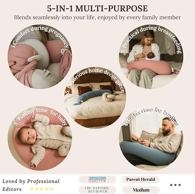 Pregnancy Pillow 5-in-1 【Cooling Cover, Adjustable Firmness】 Patented Lock - Image 6