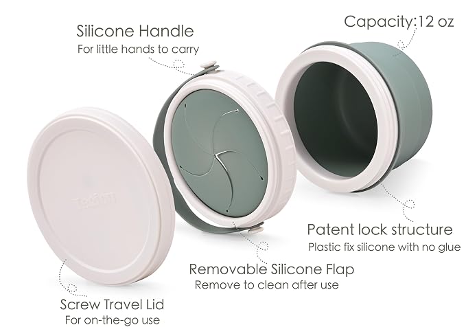No Spill Silicone Toddler Snack Containers, Detachable Silicone Flap - Image 3
