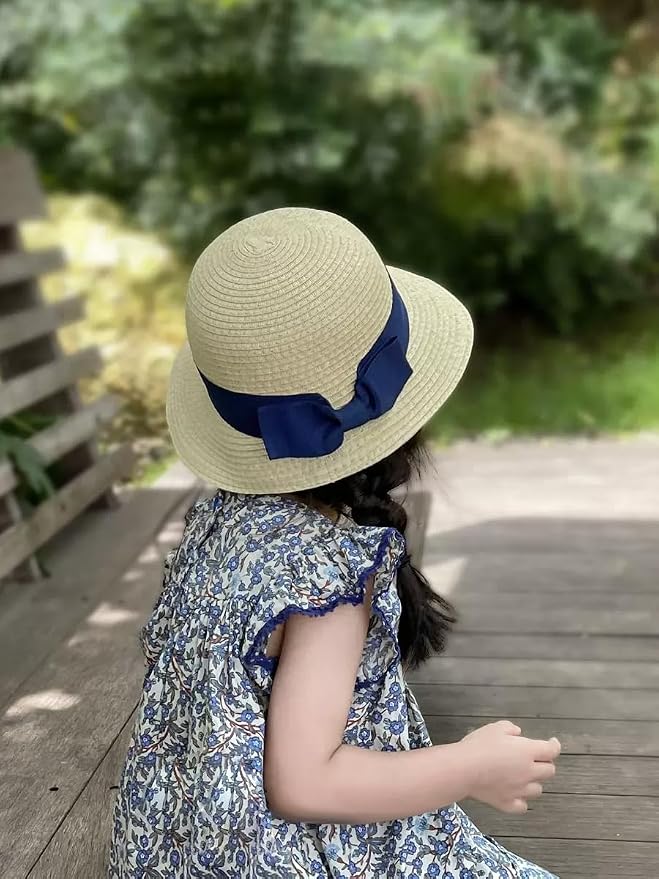 Baby Girl Straw Hat Outdoor Baby Sun Protection Hats Summer Bowknot Beach Cap - Image 6