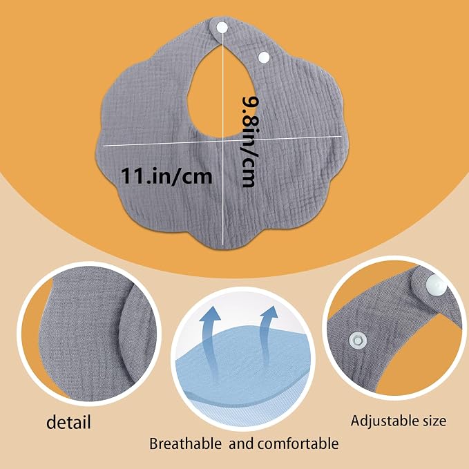 EllieHouse Baby Bibs for Girls Boys 8 Pack Muslin Drool Teeth Drooling Teething - Image 3