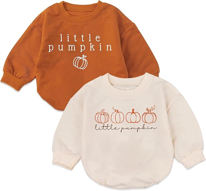 2PC Little Pumpkin Baby Romper, Infant Halloween Ghost Outfit, Fall Baby Girl by Unknown