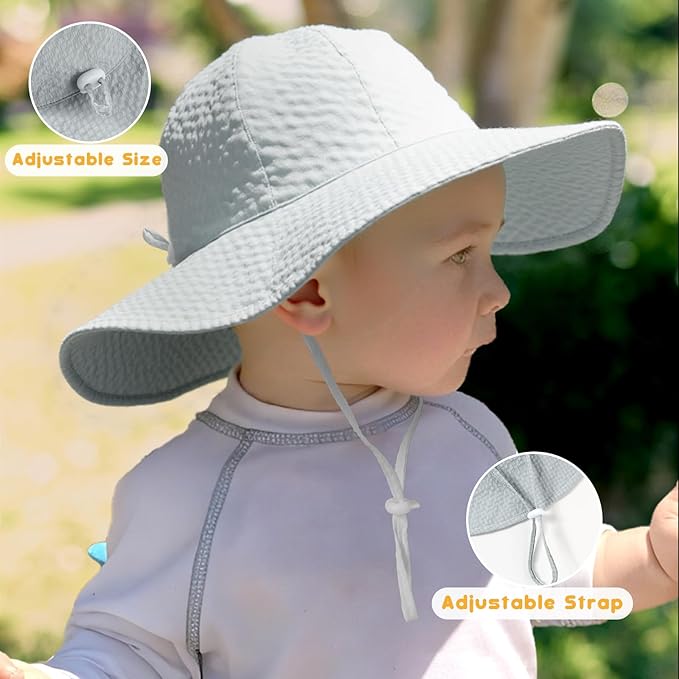 HONGTEYA Baby Sun Hat Toddler Girl Beach Hat Adjustable Outdoor Summer Hat UPF - Image 3