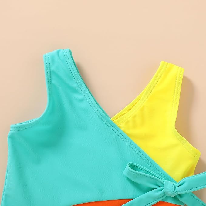 Happy Town Toddler Swimsuit Girl One Piece Bathing Suit Color Block Swimwear - Image 4
