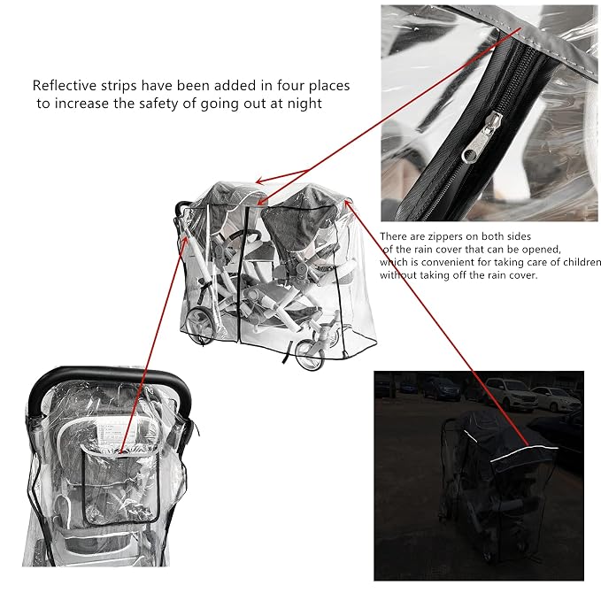 Double Stroller Rain Cover, Rain Cover - Image 6