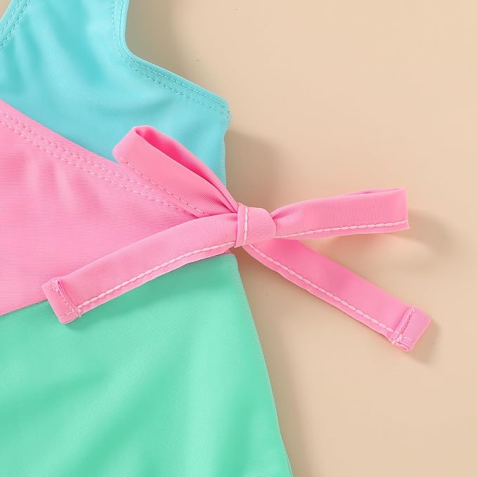Happy Town Toddler Swimsuit Girl One Piece Bathing Suit Color Block Swimwear - Image 4