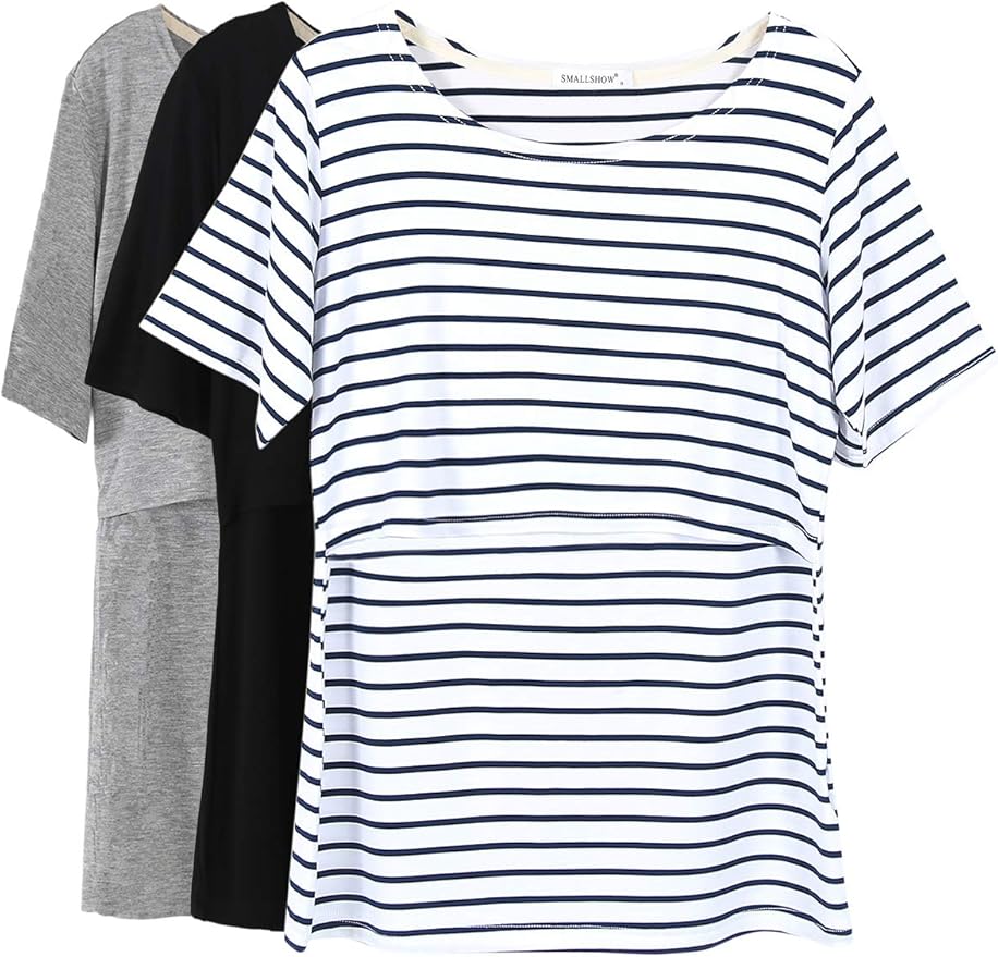 Smallshow Women's Maternity Nursing Tops Short Sleeve Breastfeeding Clothes by Smallshow