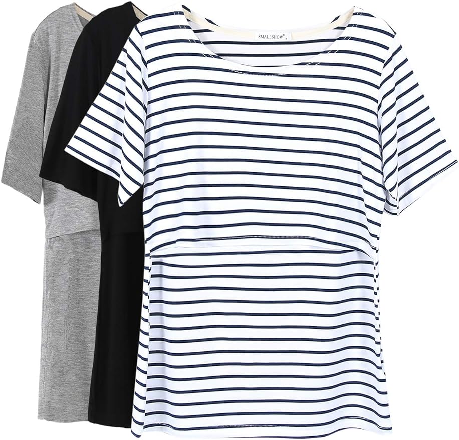 Smallshow Women's Maternity Nursing Tops Short Sleeve Breastfeeding Clothes by Smallshow
