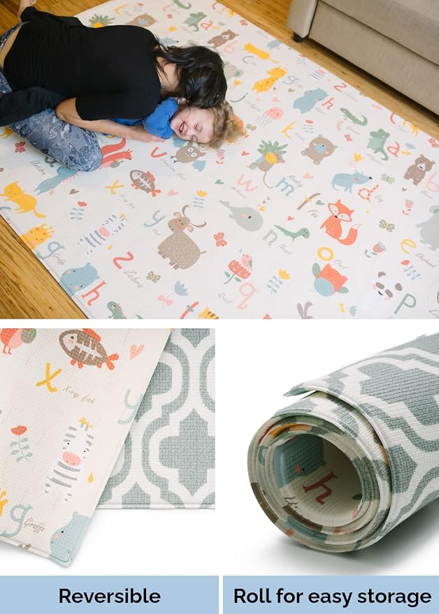 Baby Care Play Mat 82'' x 55'' Original One-Piece Reversible Rollable - Image 5
