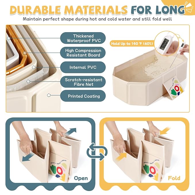 Orzbow Collapsible Baby Bathtub, Toddler Bathtub - Image 5