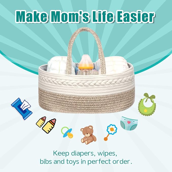 Baby Diaper Caddy Organizer -100% Cotton Baby Basket Bin - Image 5