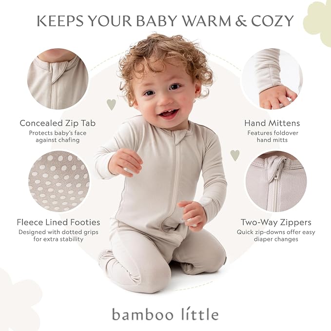 Bamboo Little Soft Baby Footie Pajamas, Baby Clothes, Newborn Sleepers - Image 2