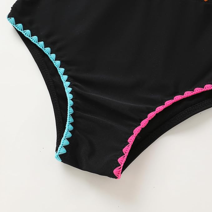 YOUNGER TREE Toddler Girls Two Pieces Swimsuit Color Block Stripe Swimwear - Image 5