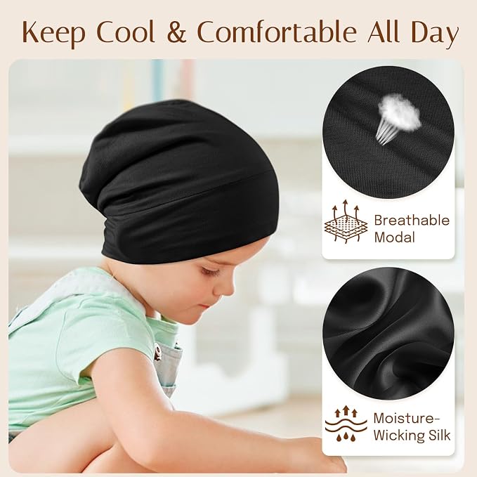 OLESILK Silk Toddler Bonnet 6-36 Months: 100% Mulberry Silk & Modal, Anti-Frizz - Image 6