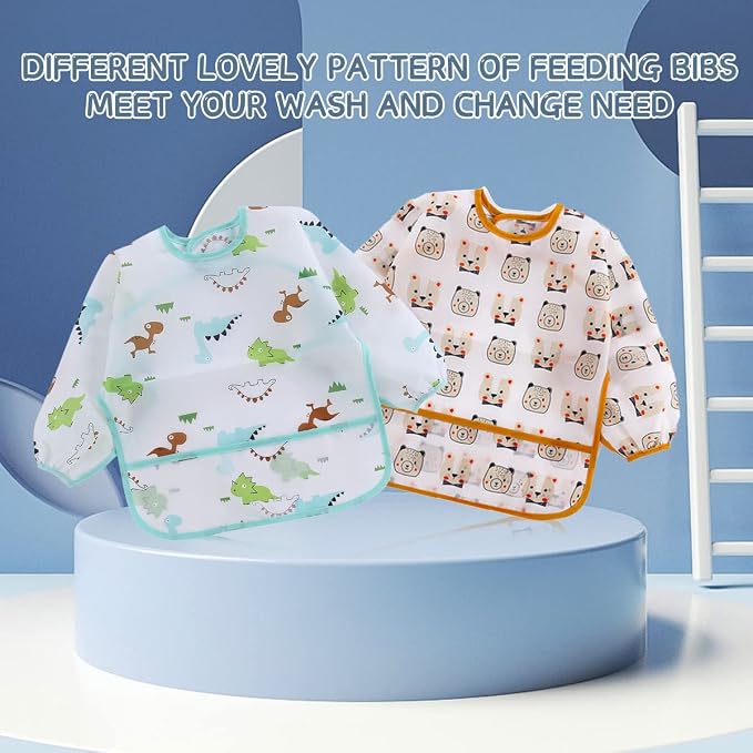 5 Pcs Long Sleeved Baby Toddler Bibs Waterproof Sleeved Bib 3-24 Months - Image 4