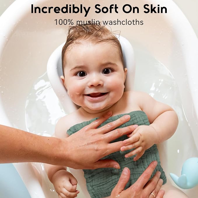 Muslin Baby Washcloths 6 Pack, 100% Cotton Wash Cloths - Image 2