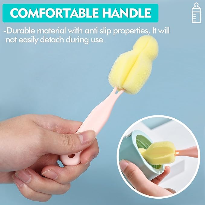 Sponge Bottle Brush 12 PCS Sponge Nipple Brushes Baby Bottle Nipple Cleaning - Image 6