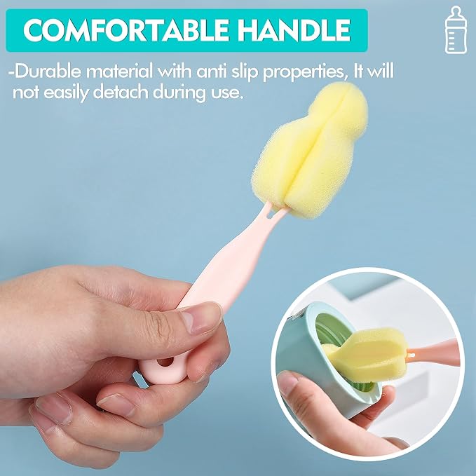 Sponge Bottle Brush 6PCS Sponge Nipple Brushes Baby Bottle Nipple Cleaning - Image 6