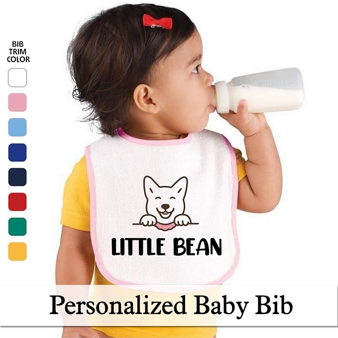 Personalized Baby Bib – Soft Cotton Terry, Cute Jindo Dog Design - Image 2
